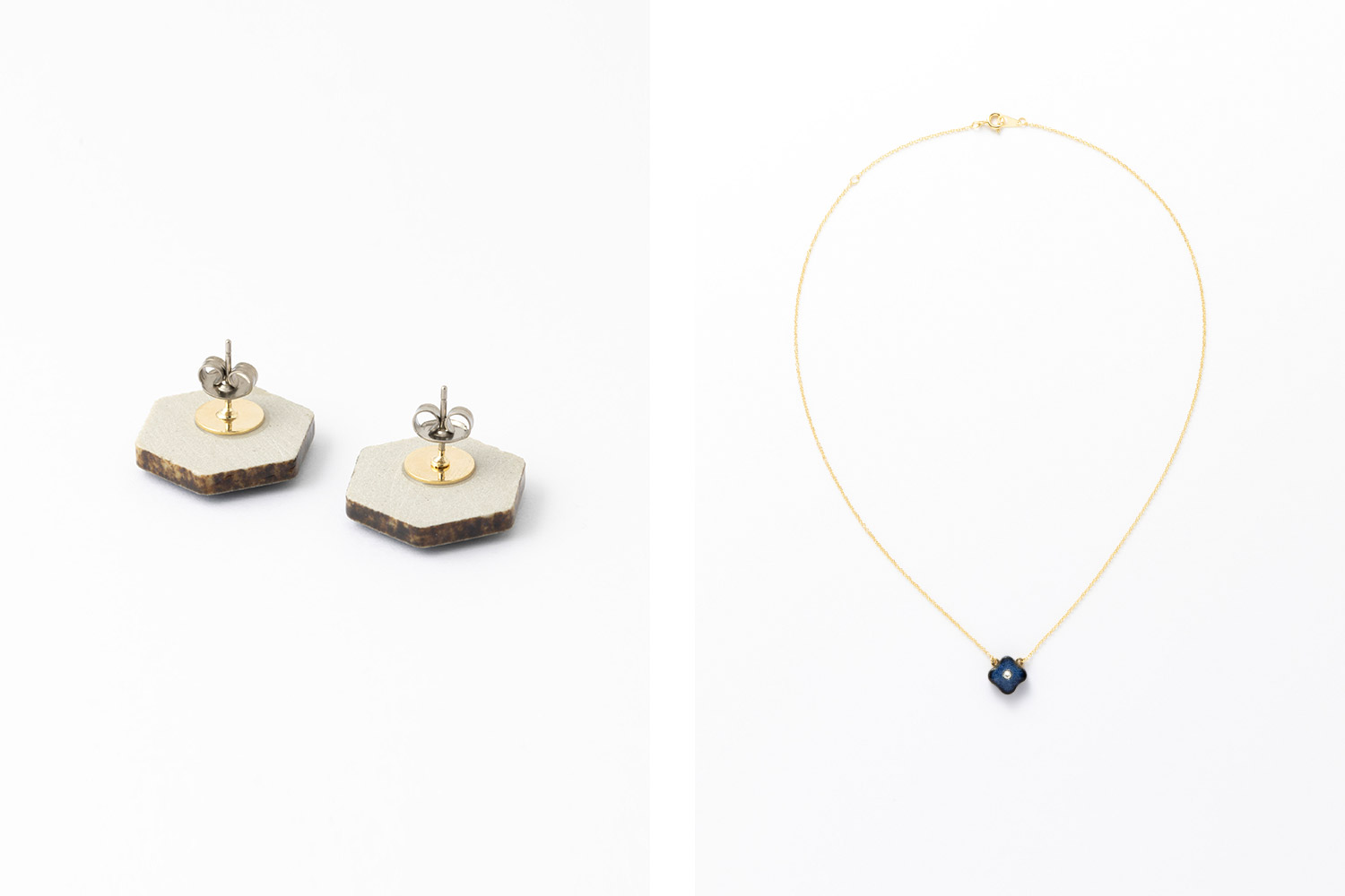 美濃焼陶器 星屑のピアス・「tou」 小花 クリスタル ネックレスセット